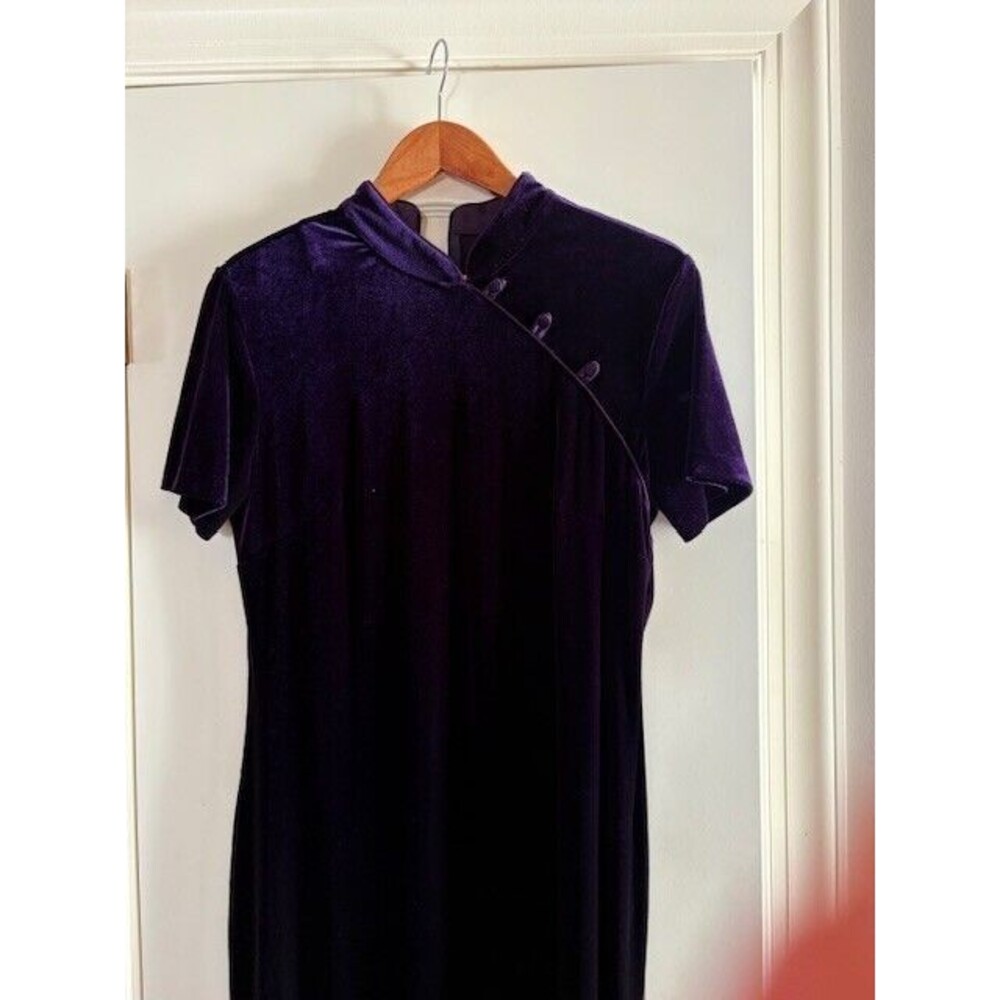 Vintage 90s Nina Piccalino Purple Velvet Maxi Gown Size 12 - Picture 7 of 16